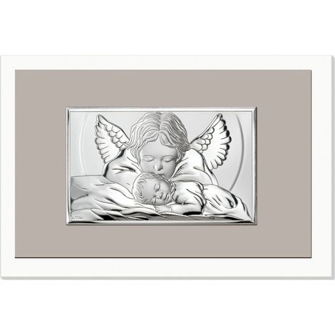Imagen moderna del ángel guardián plateado encima de la cama Tamaño: 19x13cm SKU: VL81491/1L