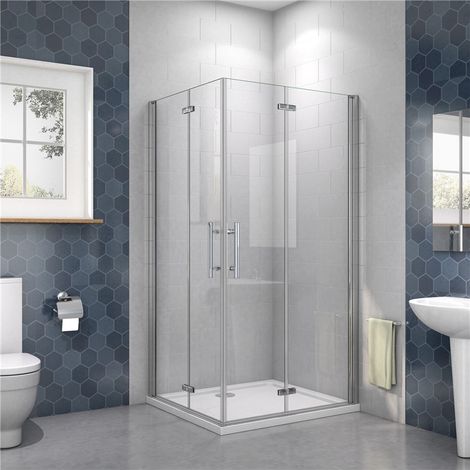 90cm Tür x 90cm Tür x H.185cm 6mm NANO GLAS Eckeinstieg (1/5)