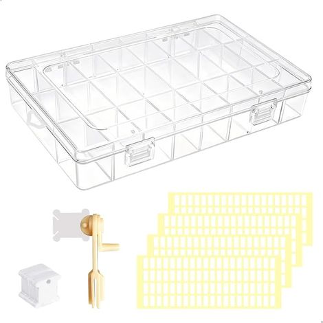 Storage Box Spool of Sewing Threads, Embroidery Thread Organizer with Stand Spool of Thread Sewing Winder Wire Tags Blank (1/5)
