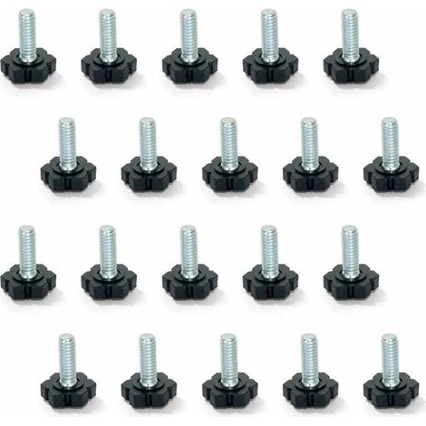 Möbelnivellierfüße, M6x30mm Gewinde, 20er-Pack, Schwarz/Silber