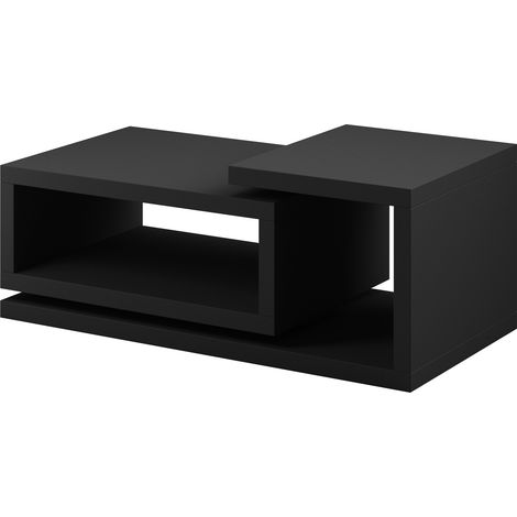 Mesa de centro Lutiva 104, Negro mate, 48x60x120cm, Diámetro: 0, Aglomerado laminado, Angular (1/5)