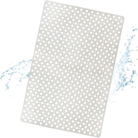 Alfombrilla antideslizante para baño, alfombrilla de ducha de TPE con ventosas y orificios de drenaje, blanca, 43 x 75 cm. (1/5)