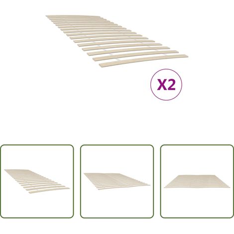 Sommiers en bois - Lattes de rechange pour sommier avec 34 lattes, 2 pièces, 100 x 200 cm (1/5)