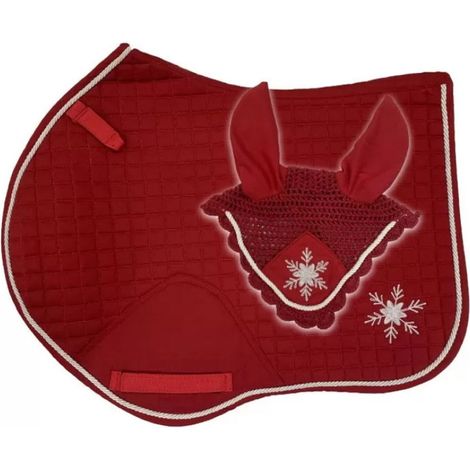 Full, Rosso: Set Sottosella con Cuffietta coordinata di Natale modello Horses Christmas