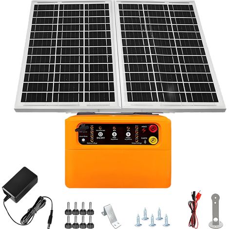 De Clôture électrique, Solaire 12V 6 Kv–8 Kv, 0,3 J–1,5 J Sélection Manuelle Clôture Avicole 48 Km Portée Panneau Solaire 15W Batterie Plomb-Acide 12V 7000Mah Et Kit Mise à Terre Pour Volailles (1/5)