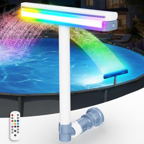 Fontaine de Piscine avec Lumières Colorées, Fontaine Piscine Cascade Rechargeable avec Télécommande (1/5)