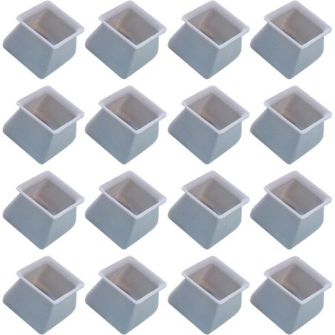 Lot de 16 protège-chaises en silicone, pour pieds de table carrés, antidérapants - Gris