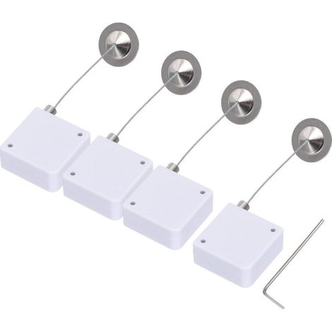 Einziehbares Kabelschloss mit Klebefläche, 4er-Set, Weiß