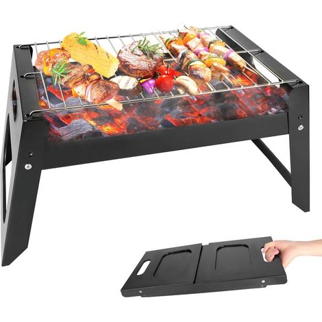Gril pliable en acier inoxydable pour gril à charbon de bois adapté aux voyages de pique-nique en camping en plein air (1/5)
