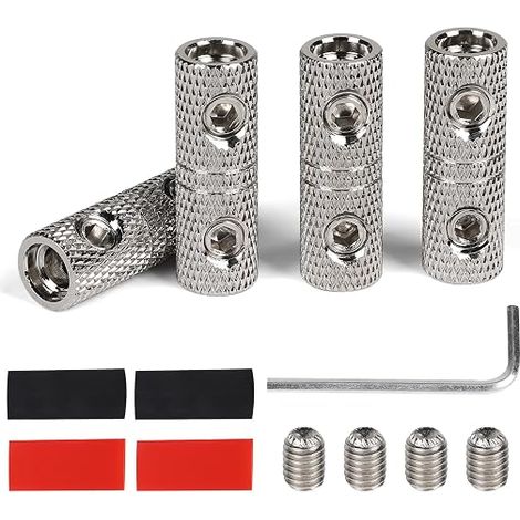 EXLECO Connecteurs Bout à Bout 10mm² avec Gaine Thermorétractables, Audio de voiture Cosses Electriques à Sertir, 8 AWG Connecteur à Sertir de Câble de Batterie, Laiton Cosses de Câble à Bout (1/4)