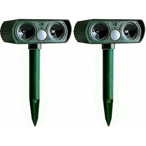 2pcs Solaire Répulsif Chat Répulsif Effaroucheur Double Ultra Dissuasif Jardin Animal Chaser- (1/5)