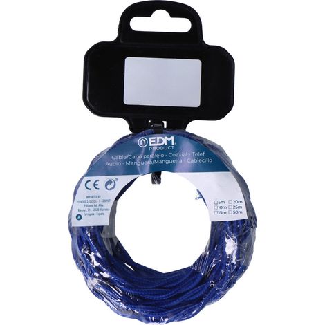 CABLE TEXTIL TRENZADO 2x0,75mm C-75 AZUL SEDA 5m (1/3)