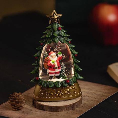 Décoration d'arbre de Noël - Non spécifié - Boule de neige lumineuse - Couleur verte - 14 cm - LED