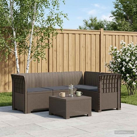 vidaXL Sofá de Jardín para 4 Personas con Cojines Estilo Rattan PP (1/5)