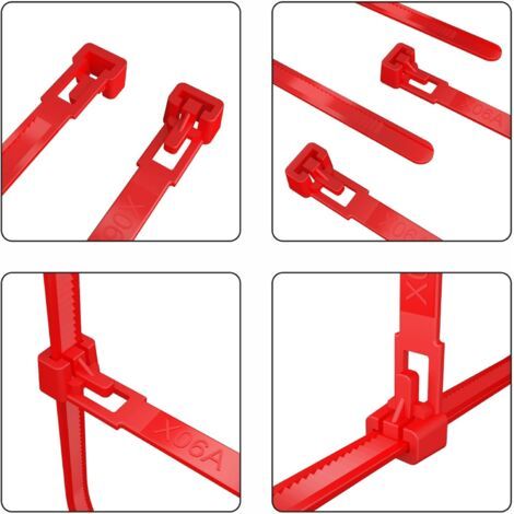 NALOOKAMIC  Collier de Serrage Réutilisable Plastique, 350 mm x 7,5 mm,Serre Câbles Nylon,Rouge, Lot de 100 Pièces