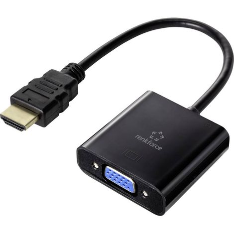 Câble adaptateur Renkforce HDMI / VGA Fiche mâle HDMI-A, Prise femelle VGA 15 pôles 0.15 m noir RF-4531578 blindage double Câble HDMI A834602 (1/5)