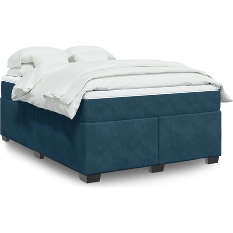 Boxspringbett mit Matratze Dunkelblau 140x200 cm Samt (1/5)