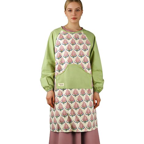 Tablier en Coton à Manches Longues Tablier Imperméable pour Femme Tablier de Cuisine avec Poche pour Cuisine, Pâtisserie, Jardinage, Travaux Ménagers (1/5)