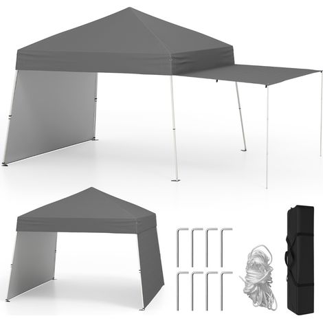 Tenda gazebo con pareti laterali convertibili in tenda da sole, Rifugio solare da esterno pieghevole Grigio (1/5)