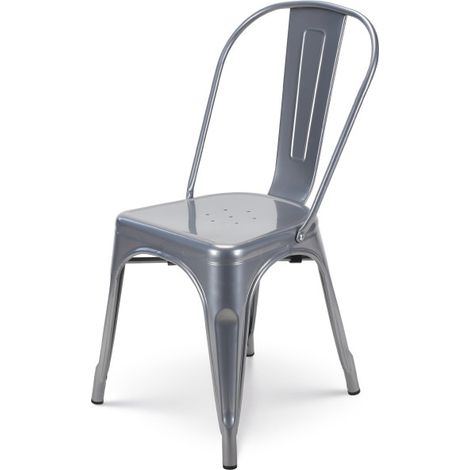 Silla de metal de estilo industrial gris - acabado brillante (1/5)