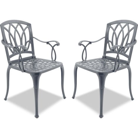 Centurion Supports Positano 2-Large Garden & Patio Chairs with Armrests in Cast Aluminium Grey (1/5)