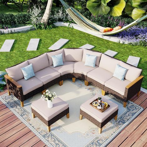 Lounge Set Polyrattan Garten wasserdicht Cushion PRO Cr006-11-8i1 (1/5)