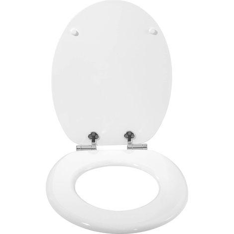 WOLTU Abattant de toilette en MDF Softclose, Couvercle de WC charnière inoxydable, antibactérienne, Blanc 37, 8 x 43, 8cm