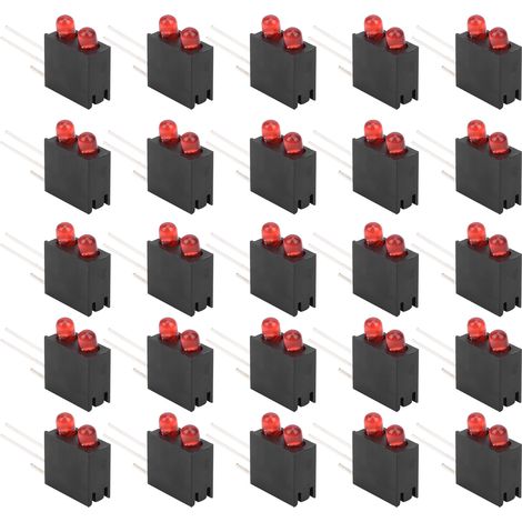 100 Stück 3-mm-LED-Industrieindikatoren mit Doppellochfassung und rotem Sockel (1/5)