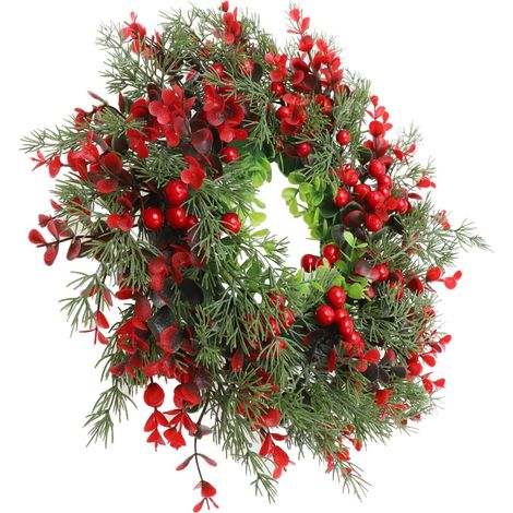 Lot De 4 Guirlandes Artificielles Rouges Artificielles pour Extérieur À Piles en Rotin pour Décoration De pour Porte D'Entrée pour Extérieur Bannière De Noël (1/5)