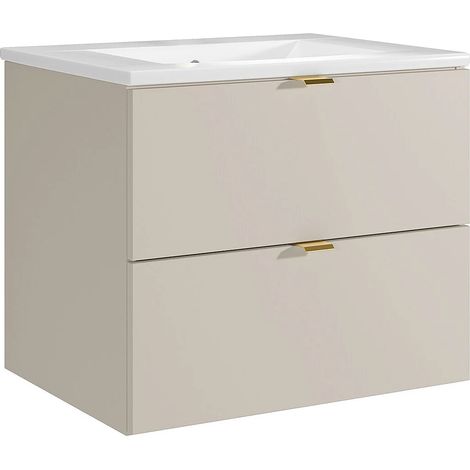 Mobile bagno sospeso con lavabo da incasso Beige 60 cm - LAVENA (1/5)