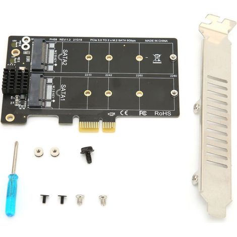 Carte d'Extension M.2 SATA vers PCIe pour Double Disque, Haute Stabilité de Transmission (1/5)