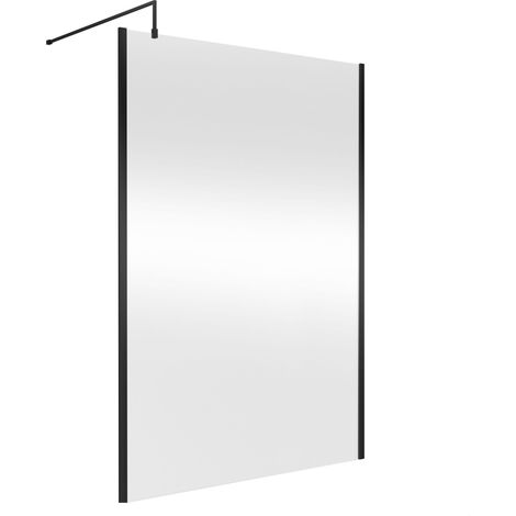 Balterley Wetroom Screen with Support Bar, 1400mm, Matt Black