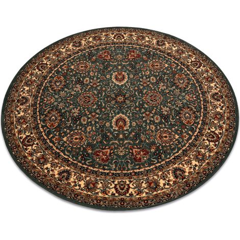 Wollteppich KASHQAI 4362 410 Kreis Ornament grün / beige green rund 120 cm