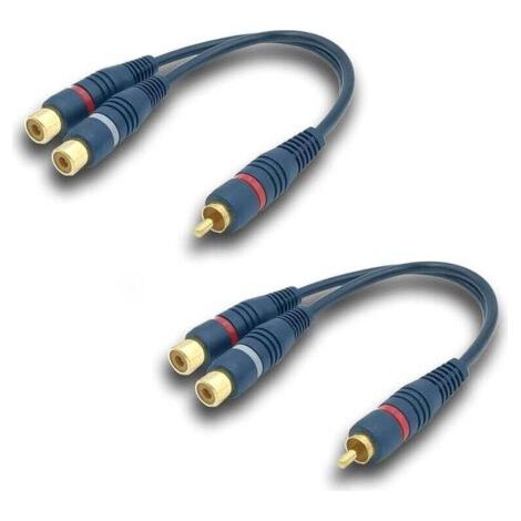 BUNTHAUS RCA-Audio-Splitterkabel-Adapter Y-Kabel, 15 cm RCA-auf-Klinkenstecker-Kabel, 1 Stecker auf 2 Buchsen RCA-Kabel für Subwoofer, Phono, AV, Audio, Auto-Subwoofer (RCA-Y-Kabel, 2er-Pack, Blau) (1/4)