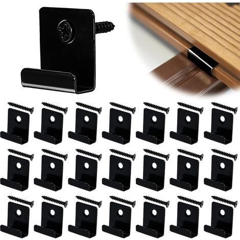 50 Pièces Clips de Fixation WPC Clips de Fixation Lame de Terrasse Composite Clip Caché Entrée Fixation Clips pour Lames Clips WPC en Acier Inoxydable avec Vis pour Terrasse en Composite (1/5)