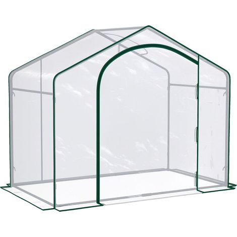 Outdoor greenhouse with zipped entrance and top ventilation, made of plastic and steel, 180 x 100 x 152 cm, transparent (1/5)