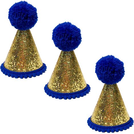Chapeau D Anniversaire Pour Chien Et Chat - Accessoire En Cuir Avec Paillettes Et Pompon - Pour Fêtes Et Photos - Lot De 1 (1/5)