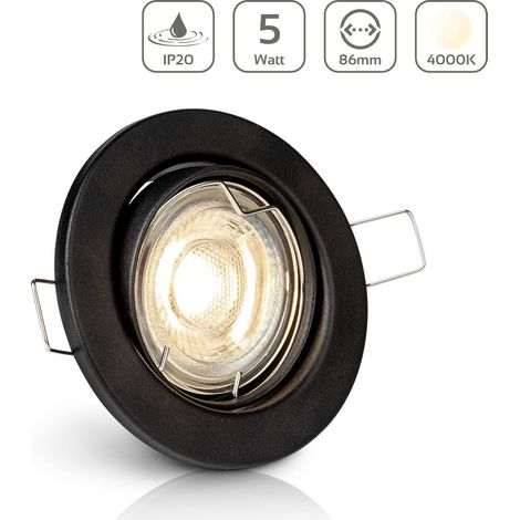 Einbauspot IP20 rund schwenkbar Sprengring - Farbe: Schwarz - LED Leuchtmittel: GU10 5W neutralweiß (1/5)