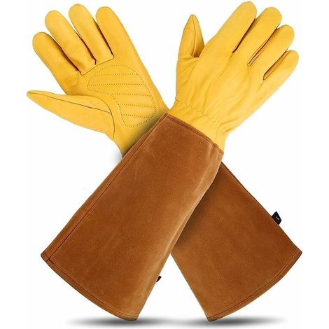Gants De Jardinage - Cuir Pleine Fleur 1,0 À 1,2 Mm - Protection Contre Les Épines Et Coupures - Pour Taille De Rosiers Et Plantes Épineuses - Paire (1/5)