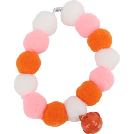 Collier pour animaux de compagnie avec boules en peluche douces et légères, orné d'une clochette, idéal pour les fêtes (DailyOrange, 34 cm). (1/5)