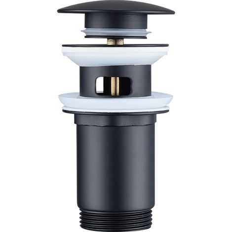 Scarico per Lavabo Nero Scarico Pop-up con Troppo Pieno Automatico Universale per Lavabo Vasca da Bagno Attrezzato con Cestello-filtro