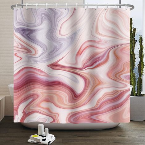 Rideau de Douche en Marbre Rose Violet 180x200cm Ombre Aquarelle Imperméable, Abstrait de Luxe pour Salle de Bain et Baignoire (1/5)