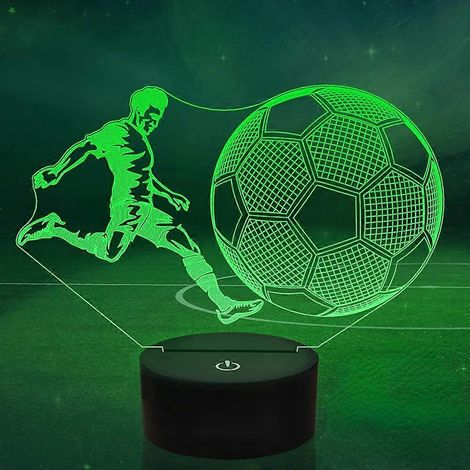 Lampe de chevet 3D à effet de ballon de football avec télécommande et 16 couleurs changeantes, idéale pour décorer une chambre ou un bureau. Cadeau parfait pour les enfants sur le thème du football.