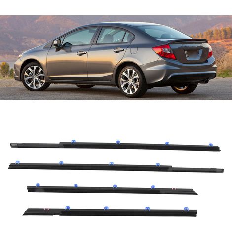 4-teiliger Fensterleisten- und Dichtungssatz für Honda Civic Limousine 2012-2015 72450-TR0-A01 (MW-1005-BK) (Übergröße) (1/5)