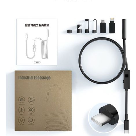 Endoscope HD industriel 2 mégapixels, caméra d'inspection avec écran et sonde pour diagnostic, inspection, mécanique, atelier (1/5)