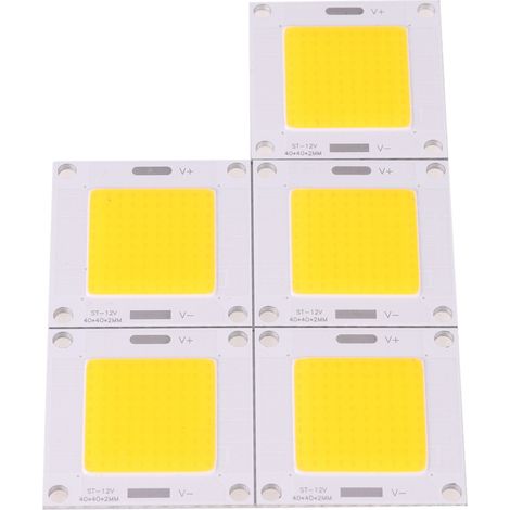 Lot de 5 puces LED COB haute puissance 50 W intégrées pour projecteur DIY (lumière chaude) (1/5)