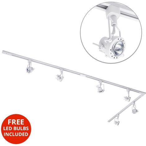 Litecraft 3M L Shape Track Light With 6 Greenwich Fixture & LED Bulbs - White