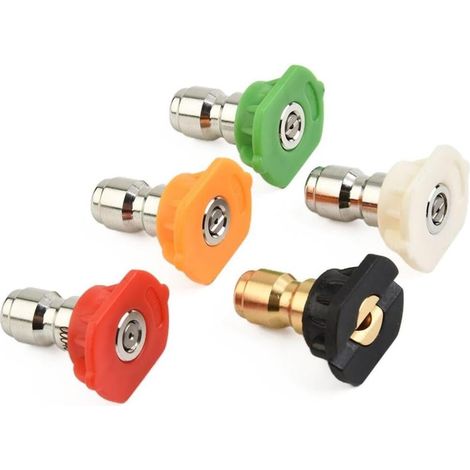 Lot de 5 Embouts de Buse en Acier Inoxydable pour Nettoyeur Haute Pression - Raccord Rapide 1/4" Max 3600 PSI - Kit de Lavage (1/5)