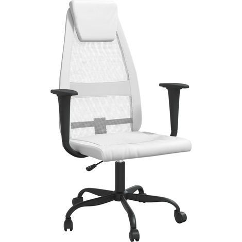 Office Chair White Mesh Fabric and Faux Leather vidaXL (1/5)