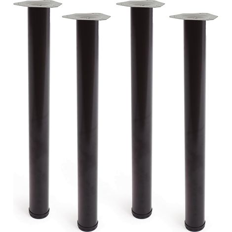 Pata cilíndrica de mesa, modelo 4406, de acero en color negro, ø60 x 710 mm, 4 uds